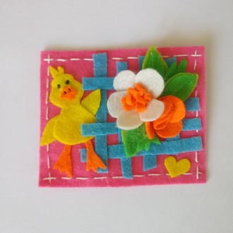 Keçe Ördek ve Çiçek Figürlü Buzdolabı Magnet