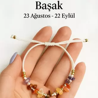 Başak Burcu Gerçek Doğal Taş Örme Bileklik - Kaplan Gözü, Akik, Ametist, Sitrin