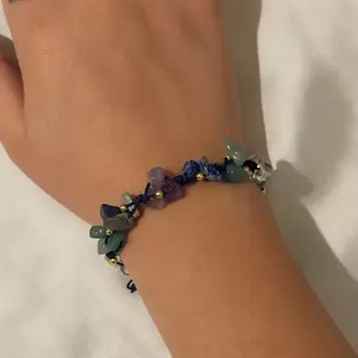 Kova Burcu Gerçek Doğal Taş Örme Bileklik – Aventurin, Ametist, Lapis Lazuli, Kristal Kuvars