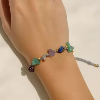 Balık Burcu Gerçek Doğal Taş Örme Bileklik - Aventurin, Ametist, Lapis Lazuli, K Kuvars