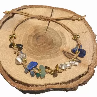 İkizler Burcu Gerçek Doğal Taş Bileklik - Aventurin, Lapis Lazuli, Kaplan Gözü, K Kuvars