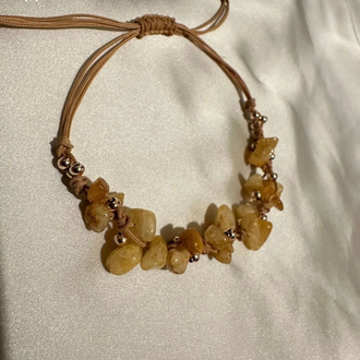 Sitrin Taşı Gerçek Doğal Taş Merdiven Örme Bileklik – Para, Bolluk ve Enerji