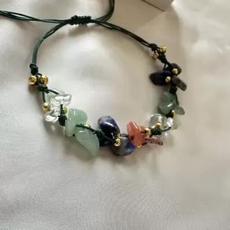 Boğa Burcu Gerçek Doğal Taş Örme Bileklik - Aventurin, Lapis Lazuli, Akik, Kristal Kuvars
