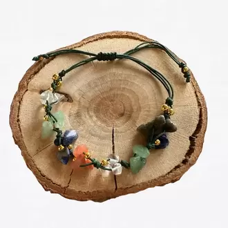 Boğa Burcu Gerçek Doğal Taş Örme Bileklik - Aventurin, Lapis Lazuli, Akik, Kristal Kuvars