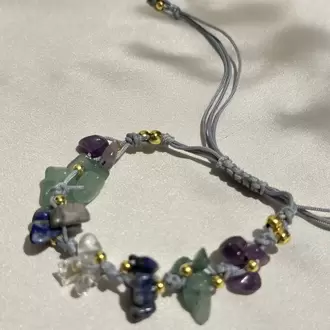 Balık Burcu Gerçek Doğal Taş Örme Bileklik - Aventurin, Ametist, Lapis Lazuli, K Kuvars
