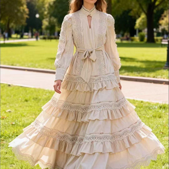Yeni model Bej fırfır detaylı elbise