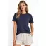 Osy Modal Yumuşak Dokulu Kumaş Bisiklet Yaka T-shirt - İndigo