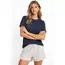 Osy Modal Yumuşak Dokulu Kumaş Bisiklet Yaka T-shirt - İndigo