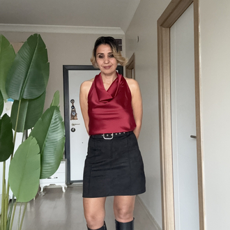 Degaje Yaka Saten buluz 