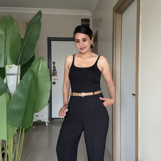 Kemerli Havuç Pantolon Siyah