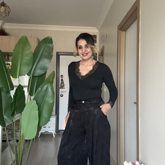 Desenli Palozza Pantolon Siyah