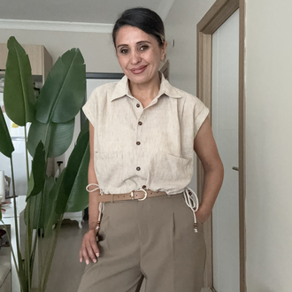 Yan Bağcıklı Crop Gömlek