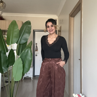 Desenli Palozza Pantolon Kahverengi