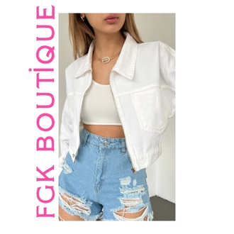CROP KOT CEKET BEYAZ,MAVİ