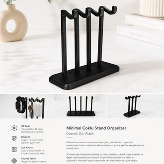 Minimalist 4'lü Çok Amaçlı Aksesuar Standı ve Masaüstü Organizer