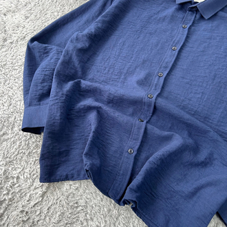 Zara Oversize Pera Keten Gömlek | Lacivert