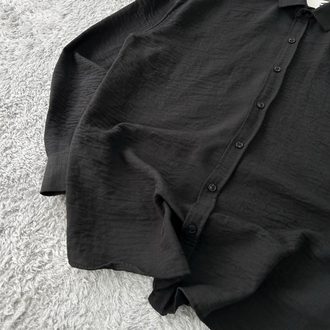 Zara Oversize Pera Keten Gömlek | Siyah