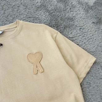 Ami Paris Nakışlı Premium Oversize T-Shirt | Krem