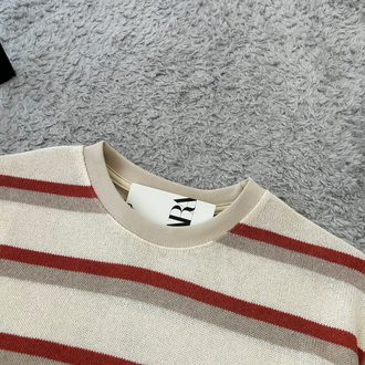 Zara Çizgili Basic Triko T-Shirt