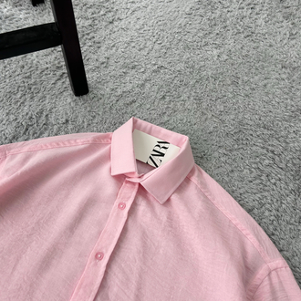Zara Oversize Pera Keten Gömlek