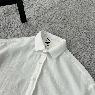 Zara Oversize Pera Keten Gömlek | Beyaz