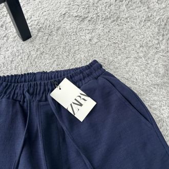 Zara Keten Şort | Lacivert