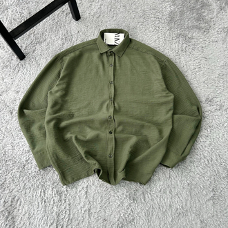 Zara Oversize Pera Keten Gömlek | Haki
