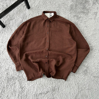 Zara Oversize Pera Keten Gömlek | Kahverengi