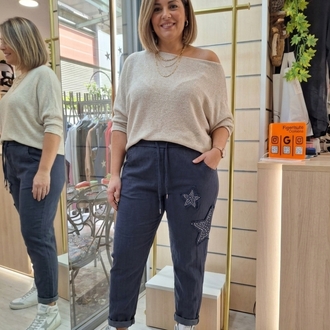 İTALYAN FULL LİKRA YILDIZ DESENLİ PANTOLON