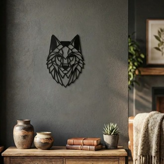 Geometrik Kurt Duvar Dekoru - Modern Siyah 3D Duvar Süsü
