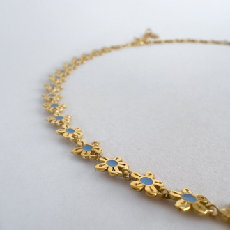 Blue Flower Gümüş Kolye ~ Gold