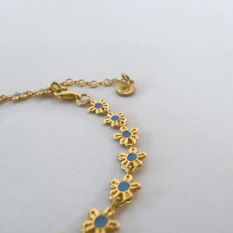 Blue Flower Gümüş Bileklik ~ Gold