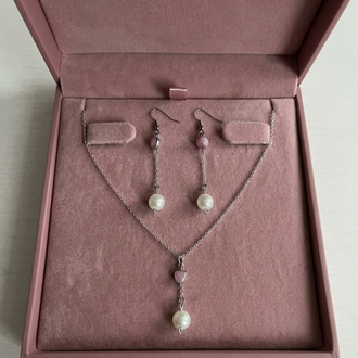 Pinky Pearl Kolye Küpe Set