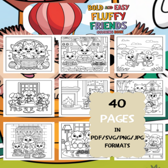 Fun Fluffy Friends Coloring Book | Printable Art Book ( 40 Pages, PDF SVG JPG PNG FORMATS)