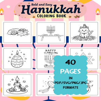 Hanukkah Coloring Book | Printable Art Book ( 40 Pages, PDF SVG JPG PNG FORMATS)