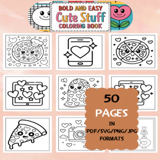 Stuff Coloring Book | Printable Art Book ( 50 Pages, PDF SVG JPG PNG FORMATS)