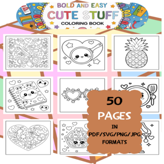 Stuff Coloring Book | Printable Art Book ( 50 Pages, PDF SVG JPG PNG FORMATS)
