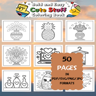 Stuff Coloring Book | Printable Art Book ( 50 Pages, PDF SVG JPG PNG FORMATS)