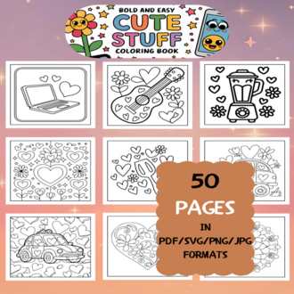 Stuff Coloring Book | Printable Art Book ( 50 Pages, PDF SVG JPG PNG FORMATS)