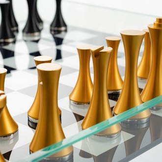 Aurex Reflect Chess – Cam Lüks Satranç Masası - El Yapımı Koleksiyon Ürünü