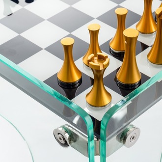 Aurex Reflect Chess – Cam Lüks Satranç Masası - El Yapımı Koleksiyon Ürünü