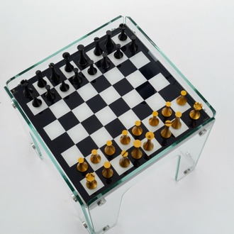 Aurex Reflect Chess – Cam Lüks Satranç Masası - El Yapımı Koleksiyon Ürünü