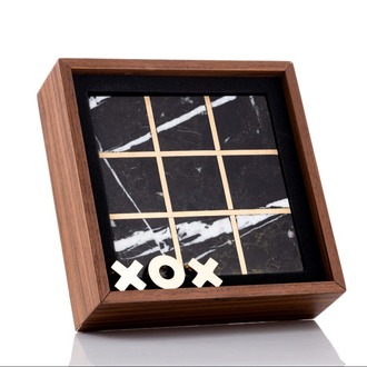 Aurex Tic Tac Toe – Lüks Mermer ve Pirinç XOX Strateji Oyunu - El Yapımı Koleksiyon Ürünü