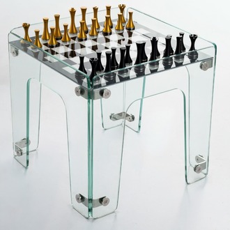 Aurex Reflect Chess – Cam Lüks Satranç Masası - El Yapımı Koleksiyon Ürünü