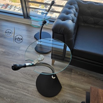 Fiya Glass| Cam Sehpa Seti - Siyah