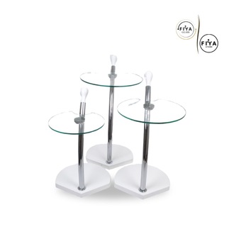 Fiya Glass| Cam Sehpa Seti - Beyaz