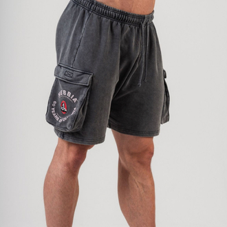 OLYMPIA CARGO SHORTZ ACID WASHED BLACK