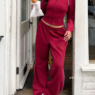 (MINIK HATALI ) OA WIDE LEG EŞOFMAN ALTI CHERRY