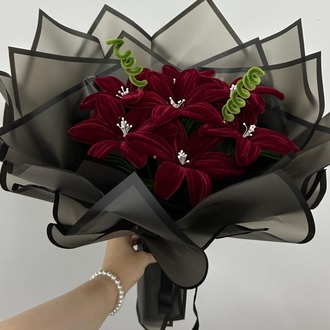 7 li Bordo Lilyum Buket