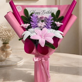 Pembe Happy Birthday Buketi